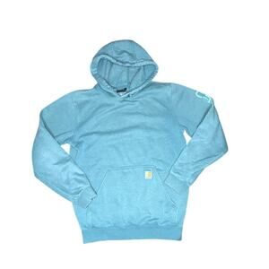 Carhartt Men’s Pullover Hoodie Small Green Workwear Pocket Logo Sweatshirt